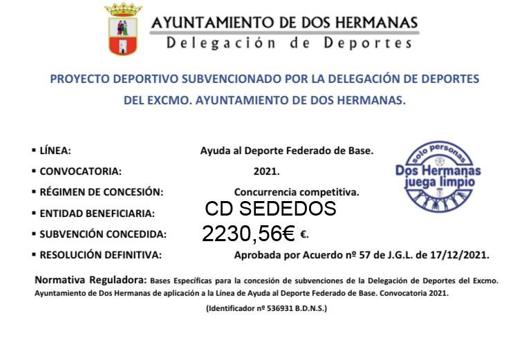 SededosSL's tweet photo. Subvencion municipal para nuestro proyecto de fútbol con CD SEDEDOS https://t.co/Ty2XO2Fw6d