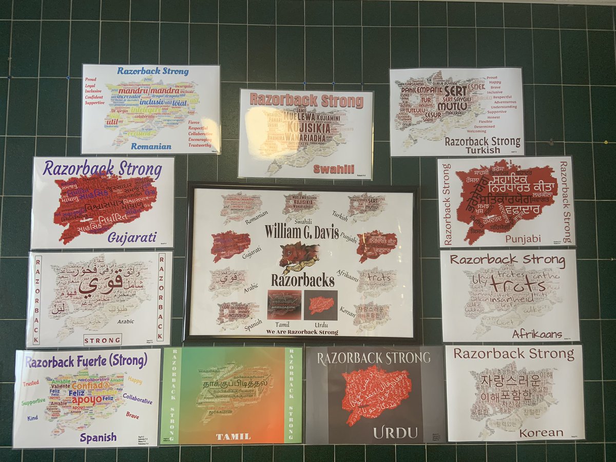 WG_Davis's tweet photo. There are many ways we are strong. Thank you to @UllerickRZRBK and student translators for taking the words that classes brainstormed and turning them into these beautiful word clouds. #WRDSB #razorbackstrong https://t.co/Gpwx6K9qXu