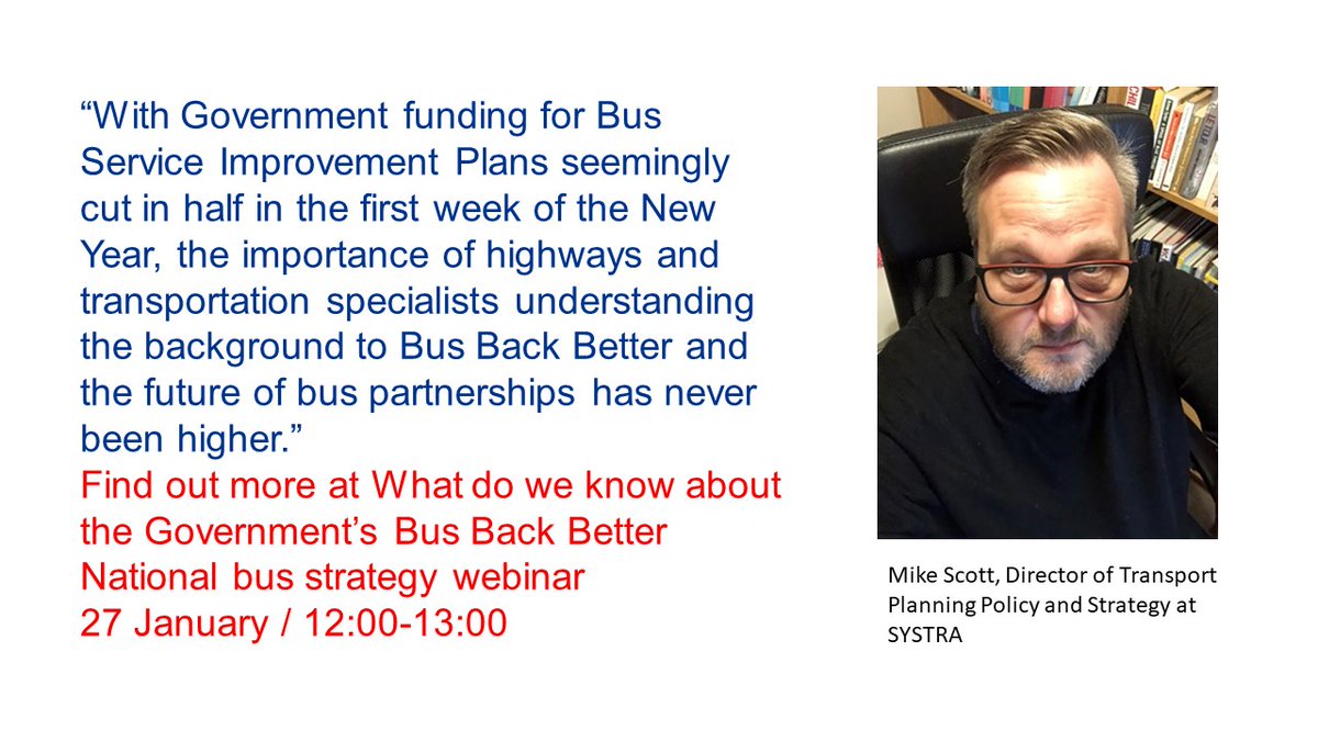 CIHTUK's tweet image. CIHT Event: Leaked documents suggest cutting of funding. What do we know about the Bus Back Better National bus strategy #webinar is even more timely.

Hear from Mike Scott @SYSTRA_LTD 

👉27 Jan 1pm: Secure your place bit.ly/3rL7da5

#busbackbetter #NationalBusStrategy