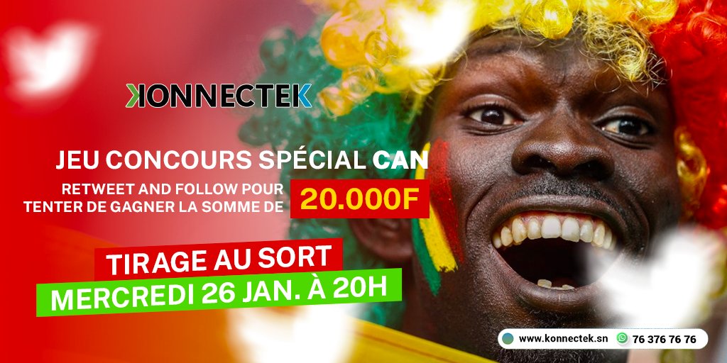 konnectek_sn's tweet photo. 20.000 Fcfa à gagner

Tu veux participer ? Retweet ce tweet et follow le compte @konnectek_sn 

Tirage au sort : Mercredi 26 Janvier à 20h https://t.co/ZjRObo5vjw