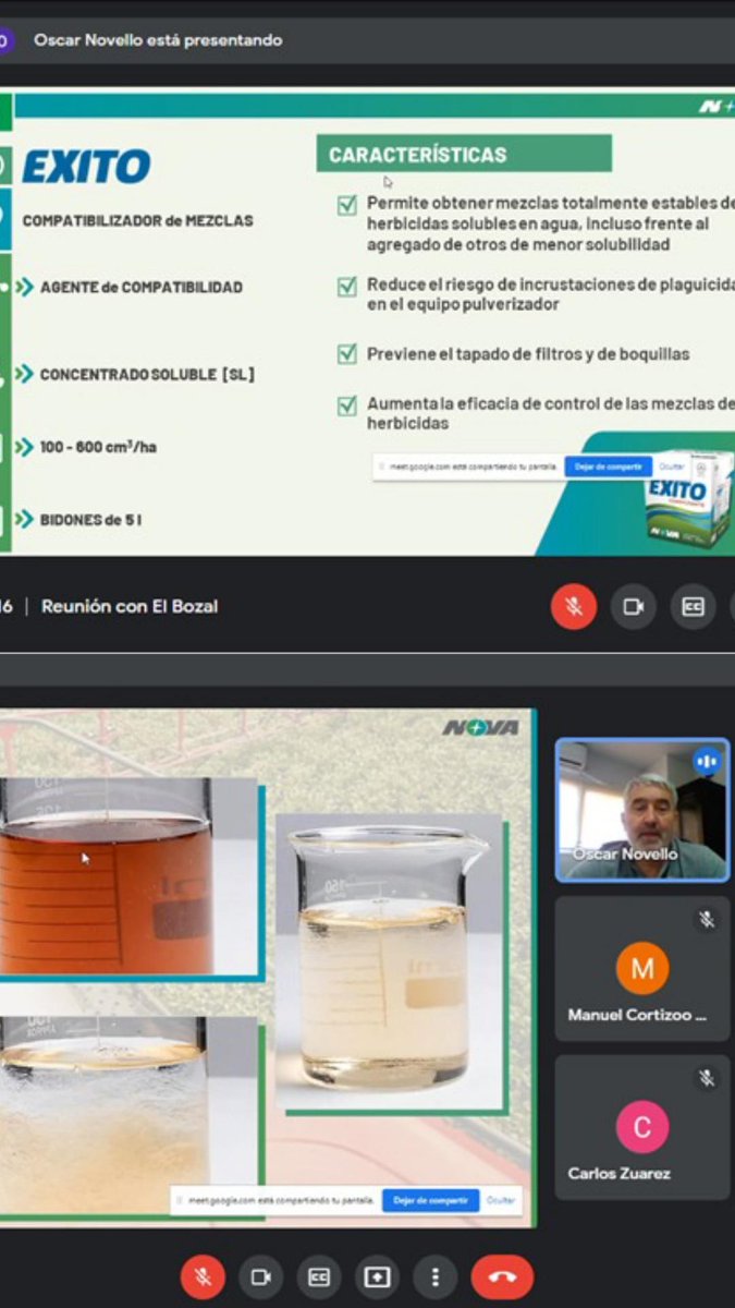 LaboratNOVA's tweet photo. 💻Capacitación Técnica sobre productos para sojas en estadio reproductivo con El Bozal. 
✅Productos NOVA: ÉXITO, PANCHO TRIPLE PACK, SOGIX, CYCLON y CYCLON PLUS.
Participaron: técnicos del distribuidor, Gerente Técnico de NOVA, Responsable comercial y RSTM. https://t.co/mZxGL3kTqn