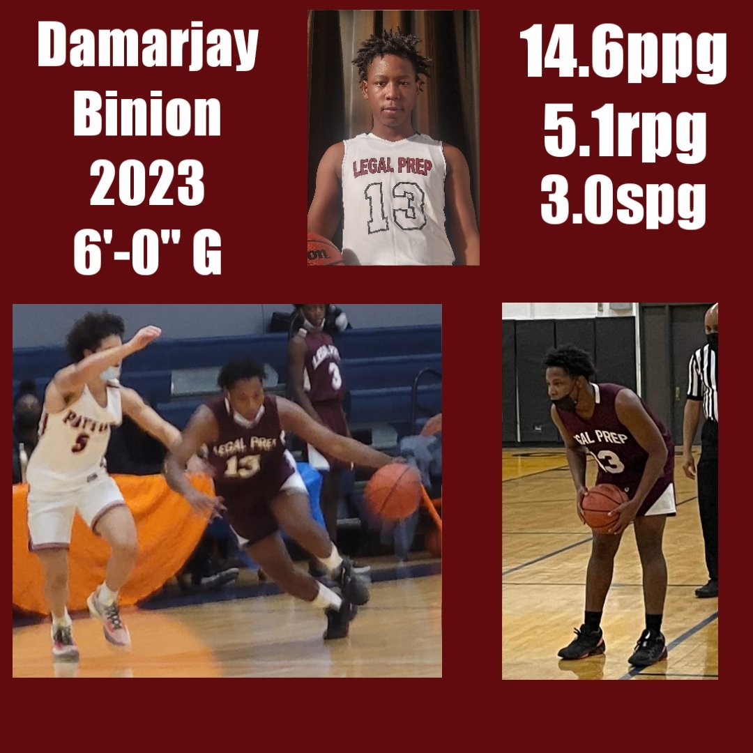 <a href="/PrepLegal/">Legal Prep Wildcats Hoops</a> 6" G Damarjay Binion (<a href="/DamarjayB/">doubleO_Maj</a>) is having a productive season. But has not reached his ceiling yet. 
<a href="/MHS_Boys_/">Midwest Hoops Spotlight</a> <a href="/ChicagoDemons/">Chicago Demons</a> @bayloryouth <a href="/931Elite/">931EliteBasketball</a> <a href="/arogersgball/">Andre Rogers</a>