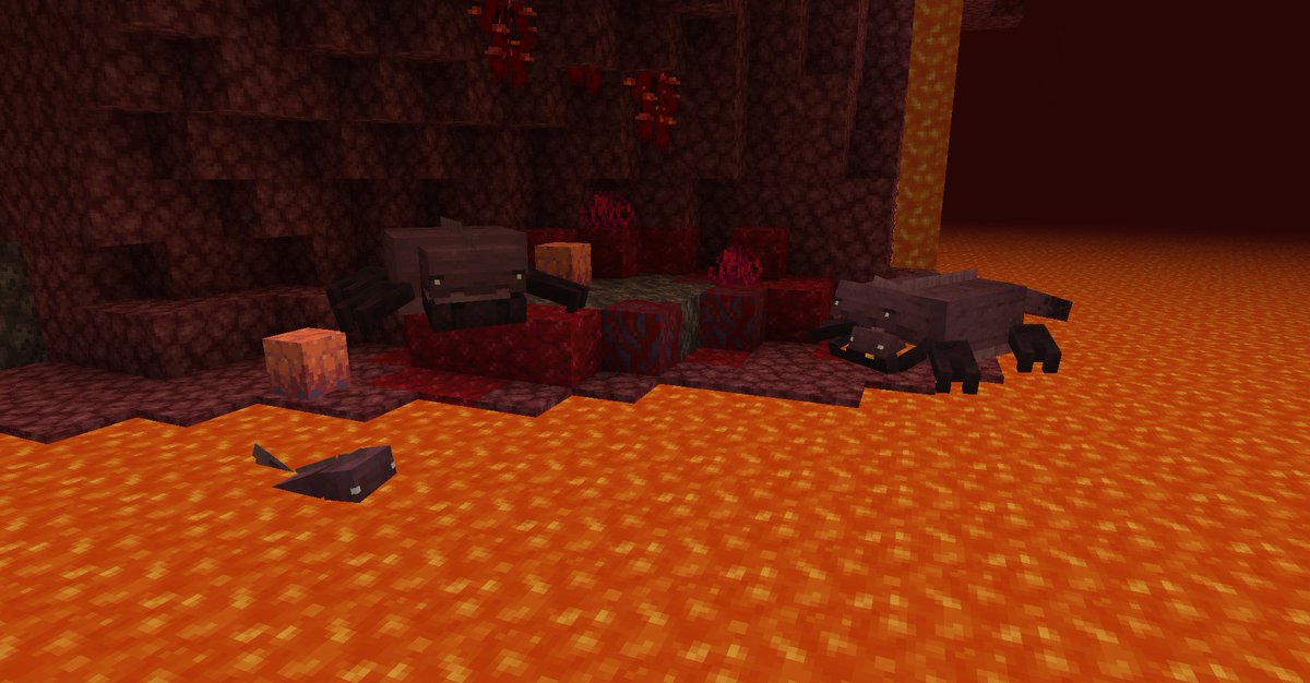 TheCraftyGhost's tweet photo. Was reworking the baafler!
Now, aggressive to nearby striders, blazes, or ghasts that dare to come close to their nests, they'll jump and attack them!
They aren't very good swimmers, but great land creatures meaning that striders can sometimes get away!
#Minecraft #Blockbench https://t.co/j1g1ARFTDR