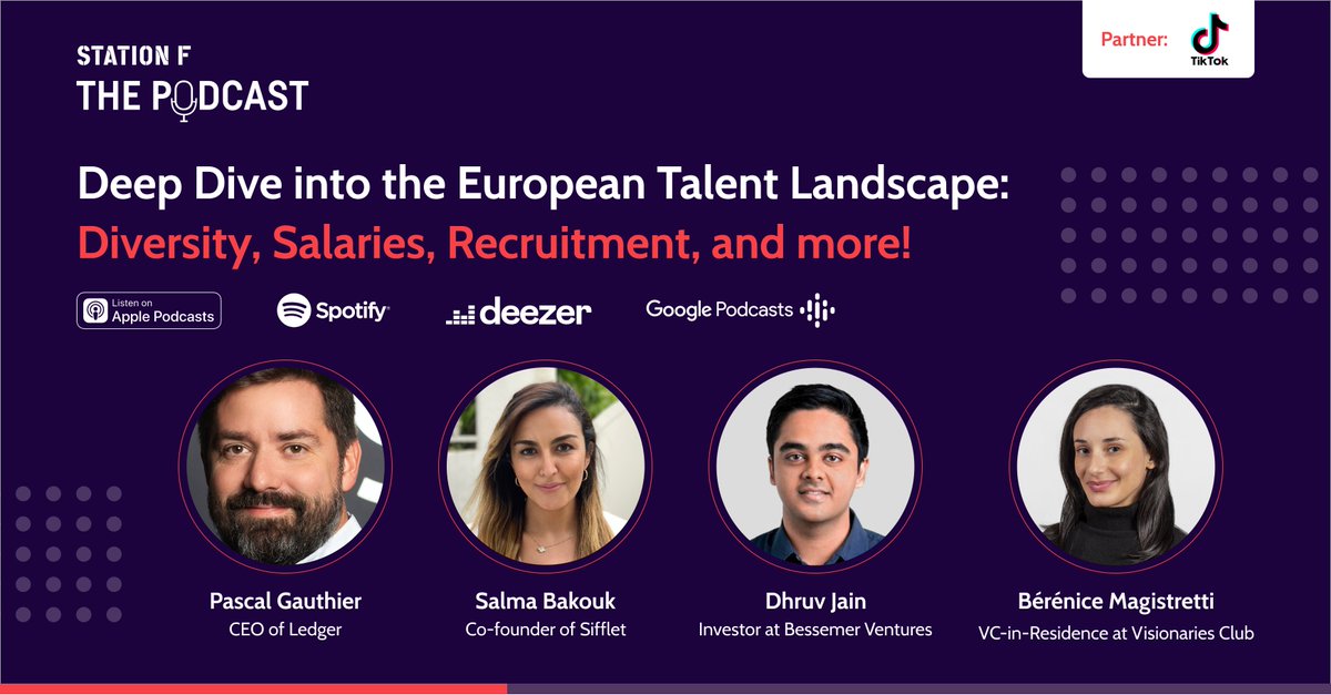 joinstationf's tweet photo. 💥New #STATIONFPodcast is out💥
In this episode, we dive into the current talent landscape, from diversity to salaries, recruitment, and remote work with @_pgauthier, @SalmaBakouk, @BMagistretti & @GroovyyDhruvy 🔥
Listen now 🎧
https://t.co/cQQlAlP4Sj https://t.co/aeajpOQEtI