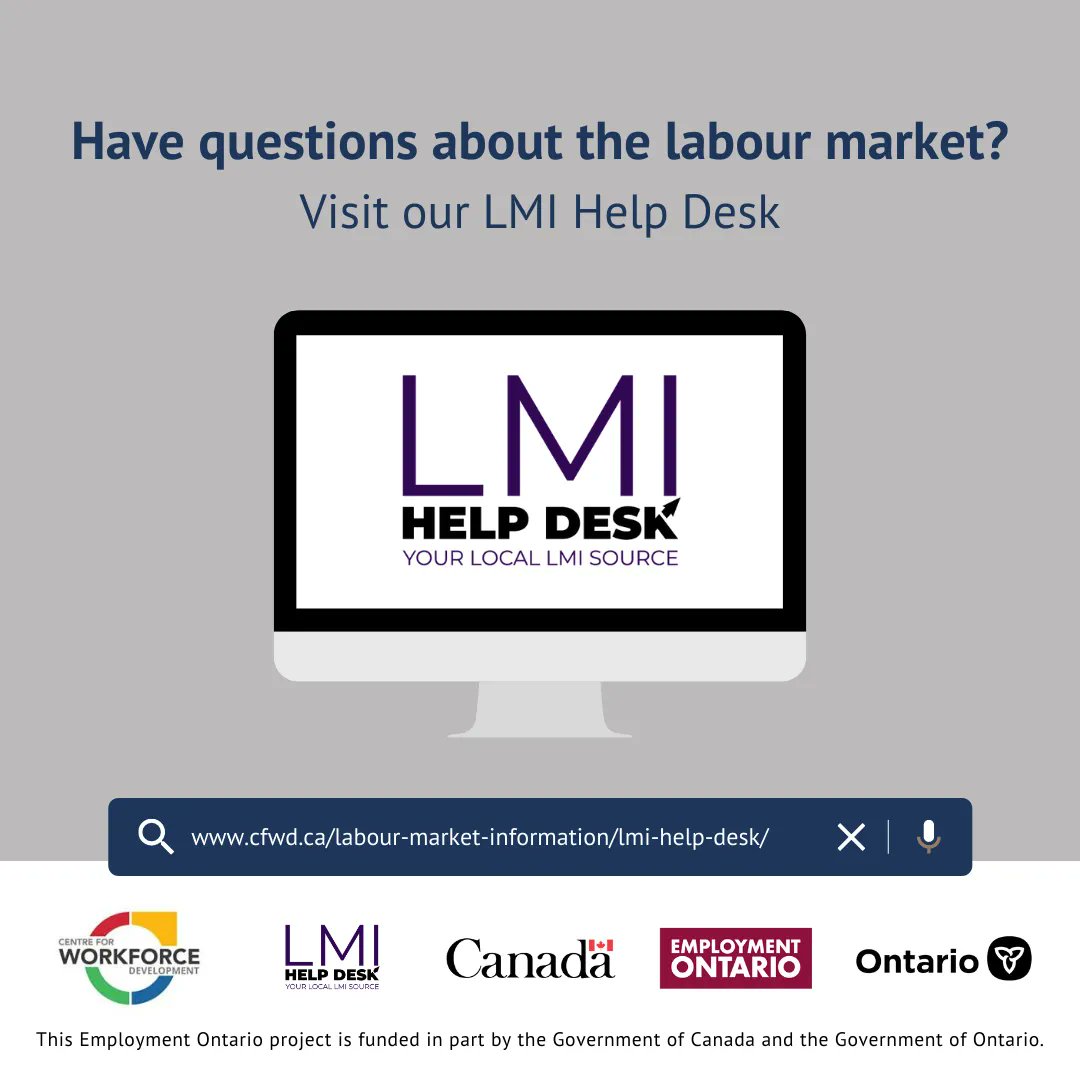 Did you know our #LMIHelpDesk is a complimentary service and can answer questions such as:⠀
What skills are in demand in my area?⠀
What is the demographic of workers in my area?⠀
What is the average wage for my occupation?

Send us your questions: buff.ly/3H3Dn7p.