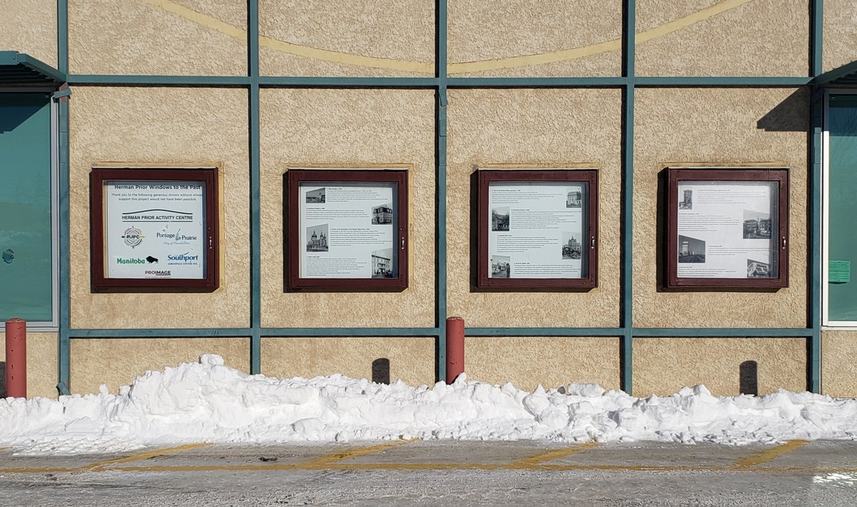 ProimageSigns1's tweet image. This was a feel good project that showcases Portage's history. We wrapped the upper windows covering up some unsightly insulation in the process and installed some Aluminum Composite Panels at Street level to help tell the story    #windowgraphics