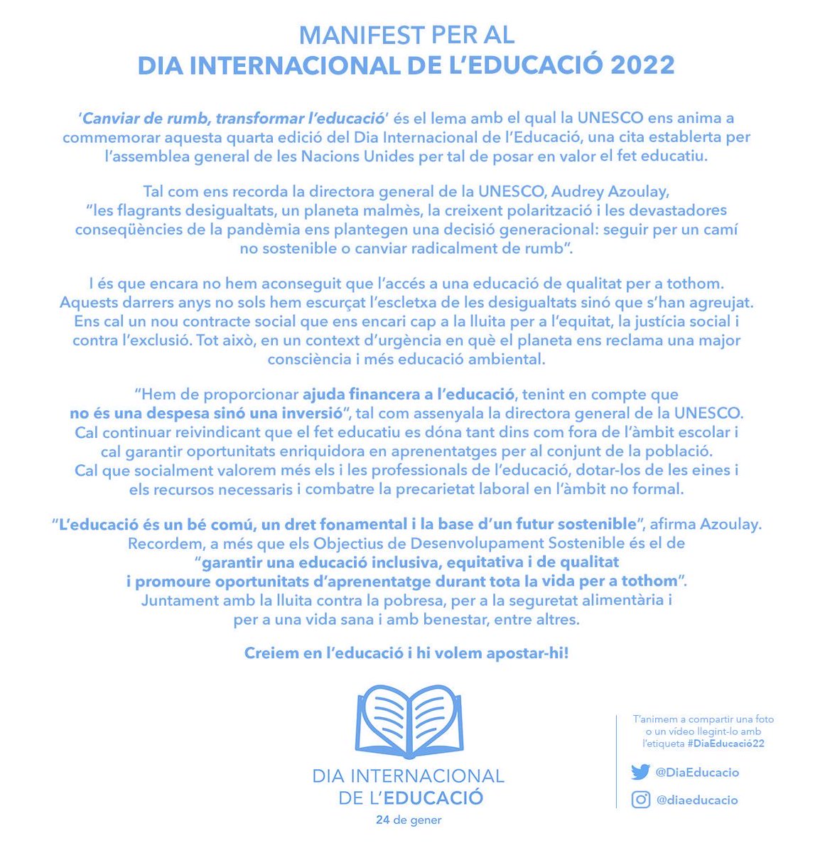 rfuente22's tweet photo. Día internacional de l’educació
⁦@SCP_IEC⁩ https://t.co/RhaHHCOVi7