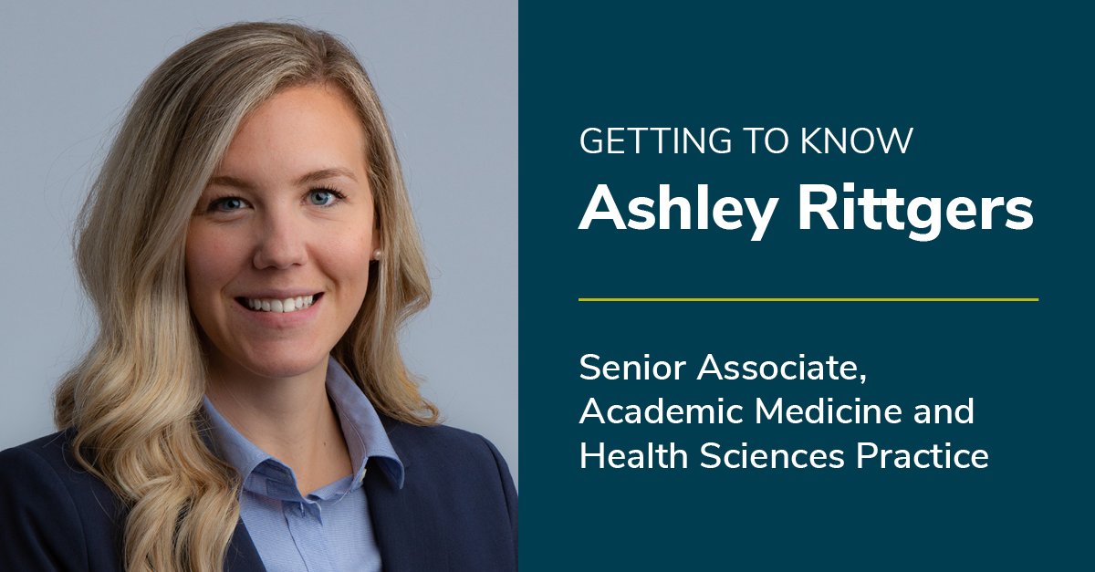 We congratulate Ashley Rittgers on her promotion to Senior Associate in our Academic Medicine and Health Sciences Practice! Ashley's background in human resources and talent management allows her to appreciate the tremendous impact strong recruiting can have on clients.