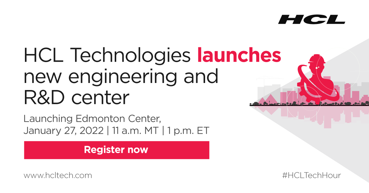 hcltech's tweet photo. Join us on January 27 at 11 a.m. MT for the launch of our new center in Edmonton, upholding our renewed commitment to grow together with our ecosystem in Canada. Watch the live launch: https://t.co/PtBTkJvCNQ #HCLCanada #VirtualLaunch #HCLTechHour https://t.co/NtBuncndWx