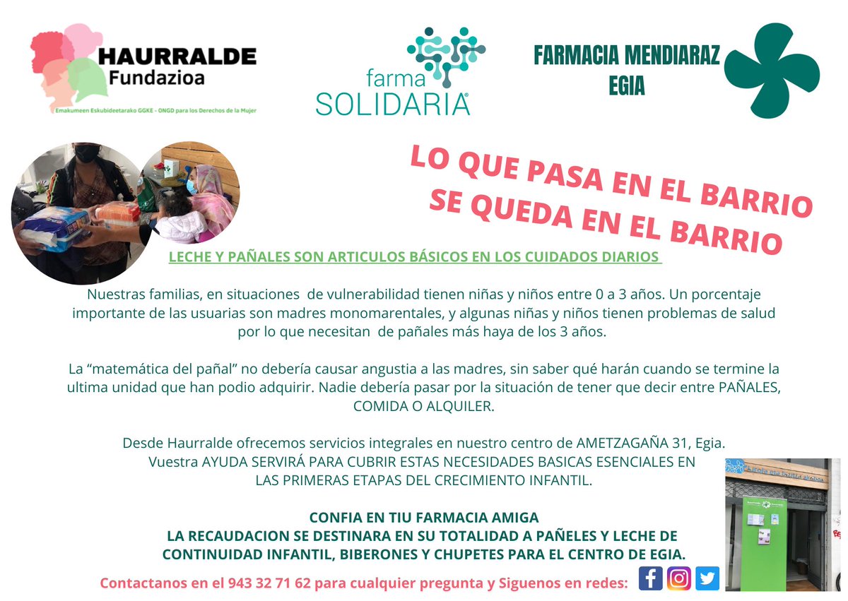 haurralde's tweet photo. Conoces esta iniciativa de @farma_solidaria 👉🏽 en #Eguia con @FarmaMendiaraz #articulosbasicos infantiles https://t.co/uVy7x4V6bM