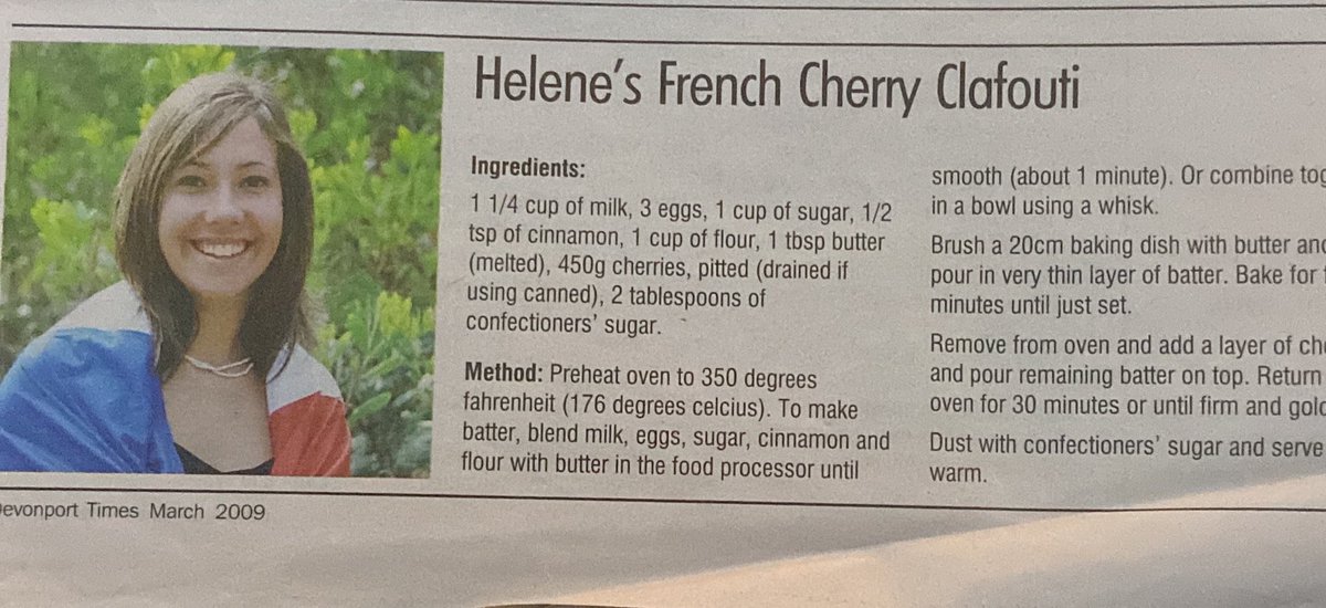 En plein cartons, je tombe sur ça… Une interview de moi quand j’étais en Australie (à 16 ans) j’avais balancé quoi ? La recette du clafoutis 😂🍒