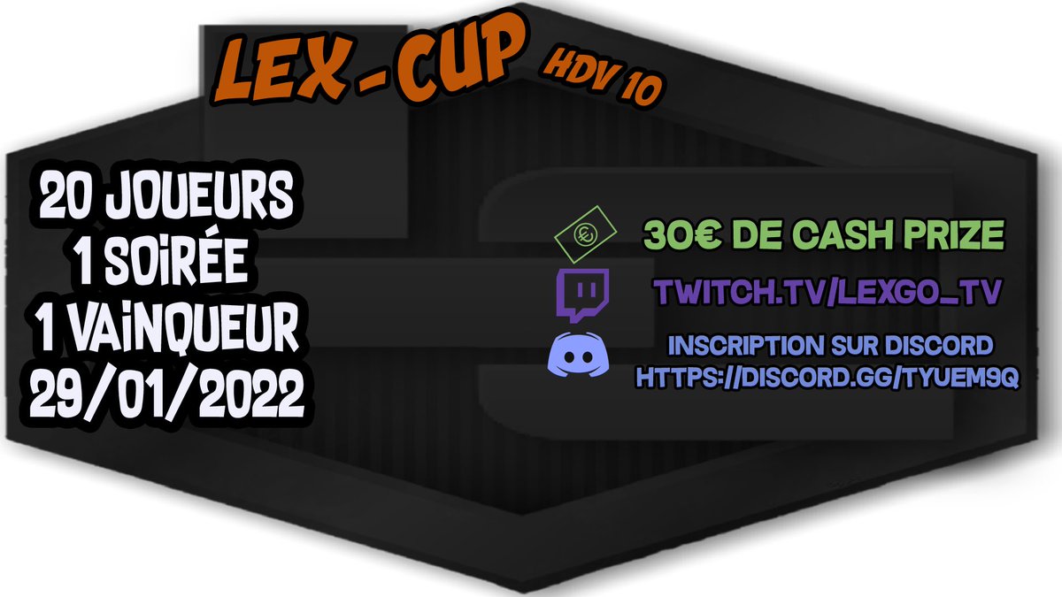 Mon tournoi est enfin là 🏆
LEX CUP HDV 10
Rien de plus à dire juste full rt 😍
Inscriptions : discord.gg/tYUem9q
