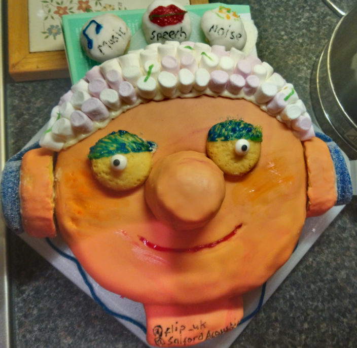 fLip_uk's tweet photo. I need to take a better photo, but for the valour of @SalfordAcoustic in the @SalfordUni SEE Bake Off, &amp; since it's #ResearchCommunicationWeek, here is a representation of my PhD research in cake form. #TeamPsychoAcoustics #TeamAudioEngineering #ObjectBasedAudio Marshmallow brain https://t.co/GD5iuQxui6
