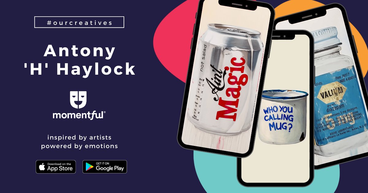 BeMomentful's tweet photo. This week for #ourcreatives we’re celebrating the work of @AntonyHaylock 🔥 A pioneer of the 80’s rave scene, ‘H’ is known for his fascination with the iconic everyday object.
Explore H's full range of Moments via the #Momentful app today! #fromtheapp #ecards #digitalcards https://t.co/CvvPRT6nwq