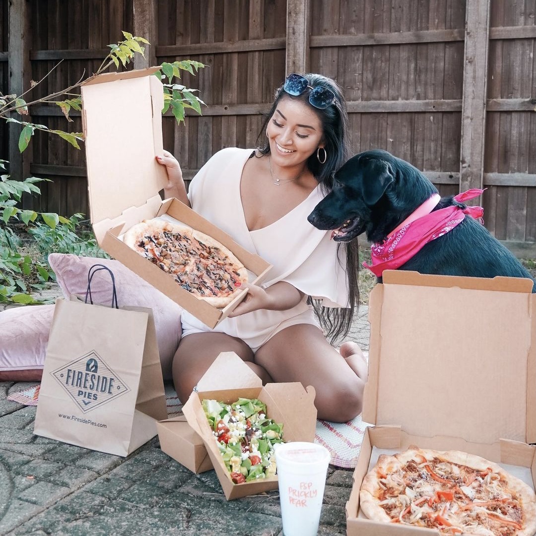 FiresidePiesDFW's tweet photo. An ode to some of our Fireside Pies patio pups to start this week off right. 
•
🐾 📷 : 
@Lennon_yorkie 
@SashaZavala
@WorldofJaxonMorkie
@ScoobstheCorgi https://t.co/FQhrdbGEZ5