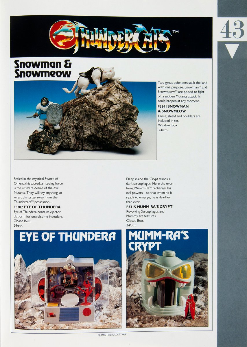 ThundercatsSaga's tweet photo. #Thundercats vintage 1987 catalog (Acamas Toys)   #Snowman &amp; #Snowmeow 
#Eye_Of_Thundera 
#MummRa_Crypt
#vintage  #80s  #Retro  #nostalgia https://t.co/5s9qrWrWXM