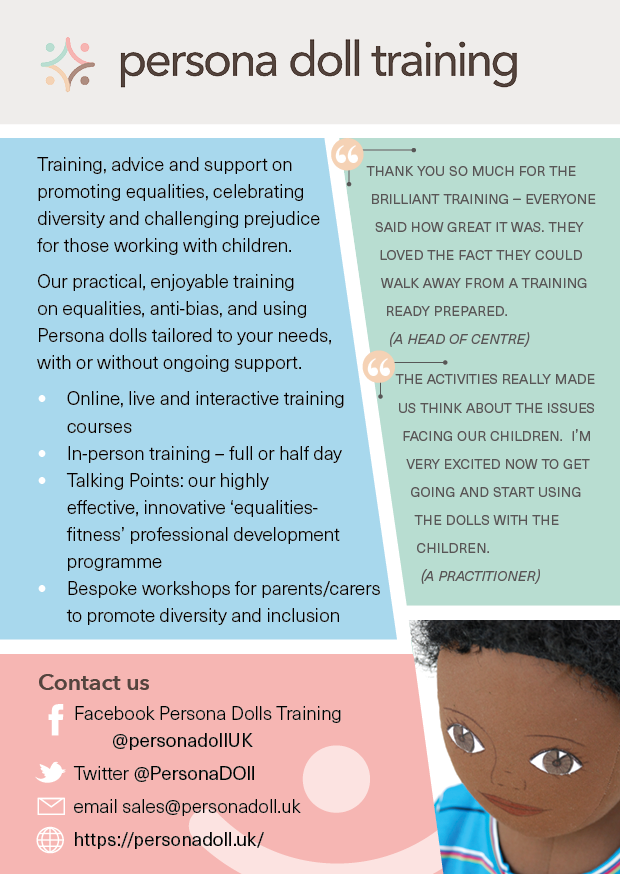 Training courses on using Persona Dolls with children will help you address all those tricky issues such as prejudice, racism, sexism, bullying of all types with children. Take a look: personadoll.uk/training-and-c…