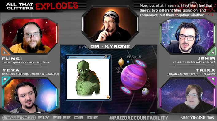 ManaPot_Studios's tweet photo. The crew of the Fool's Gold takes a job from the Veskarium military, in which they are tasked with hunting down an infamous bio-terrorist. Can they handle a mission of such importance?

#Starfinder #FlyFreeOrDie #TTRPG on #Twitch, Mondays at 19:30 GMT(2:30pm EST). Link in bio~ https://t.co/0U07Ao56uI