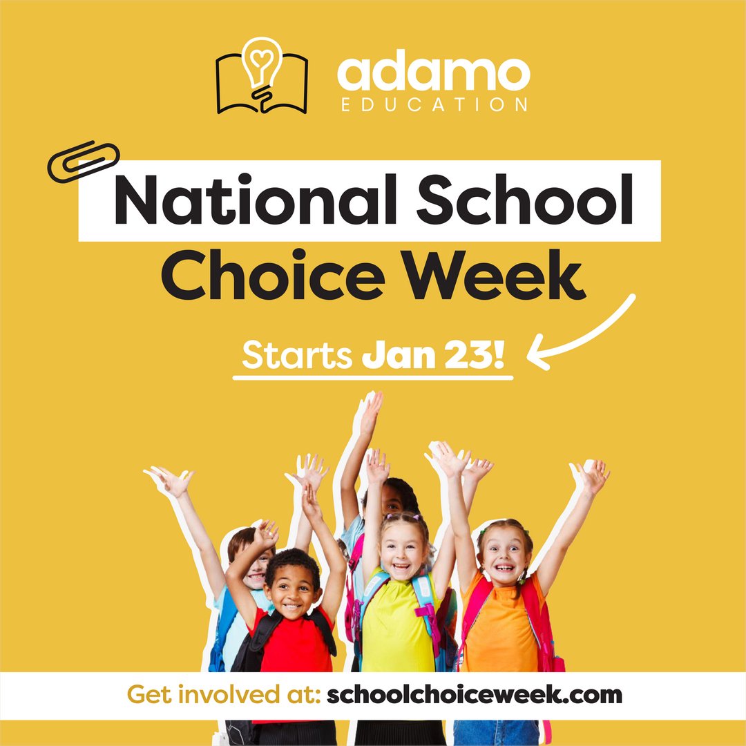 AdamoEducation's tweet photo. At Adamo Education few things are more important than access to the best K through 12 education options for our children. That's why we support National School Choice Week.
You can get involved in this not-for-profit at https://t.co/uJ2SLcRGPQ
#microschool #functionaleducation https://t.co/OXRN6OfBhM