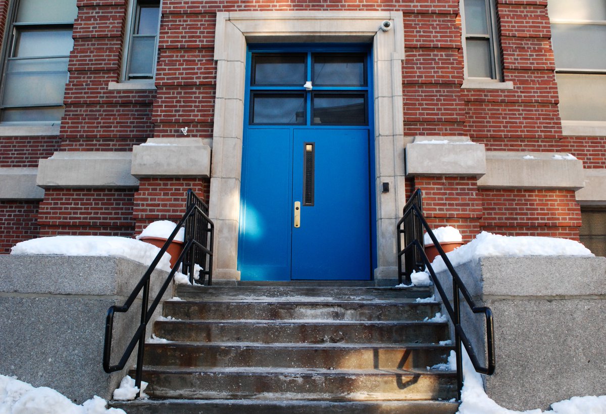 front door of a Boston Public School building