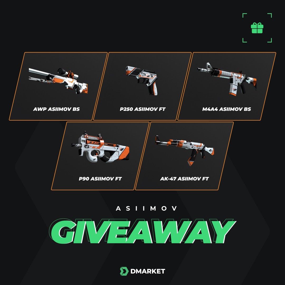DMarket's tweet photo. ASIIMOV GIVEAWAY! 

5 skins - 5 winners. 
Make sure to participate in order to get a chance to win one of the most iconic skins in-game. 

How to take part?
Follow the link and make as many entries as you can. 
https://t.co/ONPV9ejVw7

Good luck🍀

🎉P.S congrats to Kerem Y https://t.co/7DlnhNOuNY