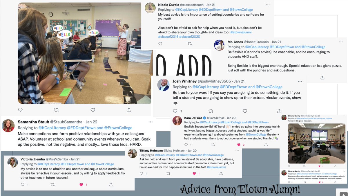 KCapLiteracy's tweet photo. It was so cool to share advice about professionalism from @EDDeptEtown alumni to our current methods students! @EtownCollege  #professionaldevelopmentworkshop #futureteachers https://t.co/gD8nmYNmzd