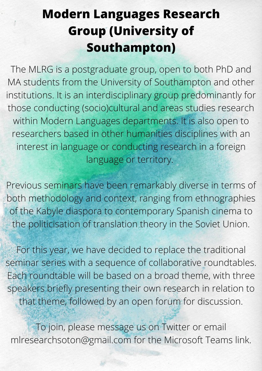 We have our collaborative PGR roundtable on 'NATION' today at 6pm.

Please message us for the MS Teams link if you're interested in attending.