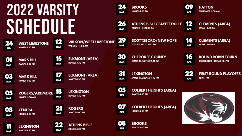 2022 Varsity Baseball Schedule