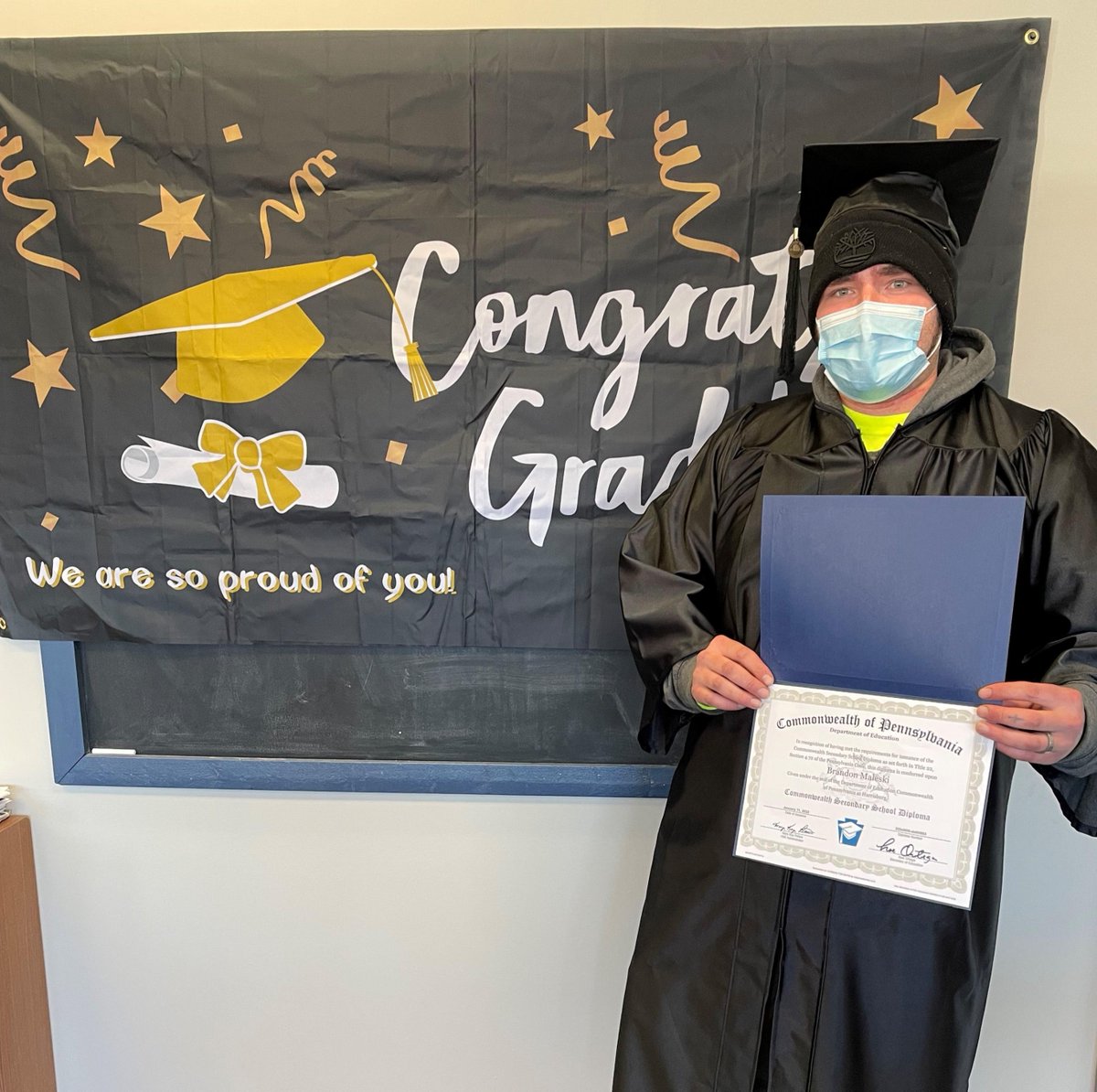ConnectionsWk's tweet photo. The BCPS #PrepYA staff wants to congratulate, Brandon Maleski, passing his HS Equiv. exam! Despite facing some challenges, Brandon accomplished his goal with the support of our staff, probation officer, Johnny, and his own resilience. His next steps are to pursue the #R3program! https://t.co/qpx1VImYG9