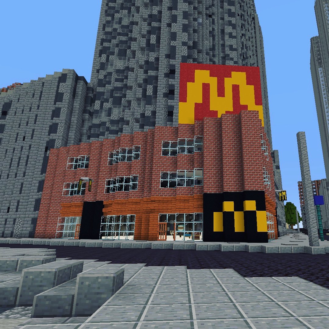 GeopipeInc's tweet photo. It’s #MetaverseMonday, and one of our favorite user builds in our @minecraft 1:1 NYC has to be the @mcdonalds at 1651 Broadway. What can we say? We’re loving it! #minecraft #digitaltwins #metaverse #geopipe https://t.co/U7jgIePdWi
