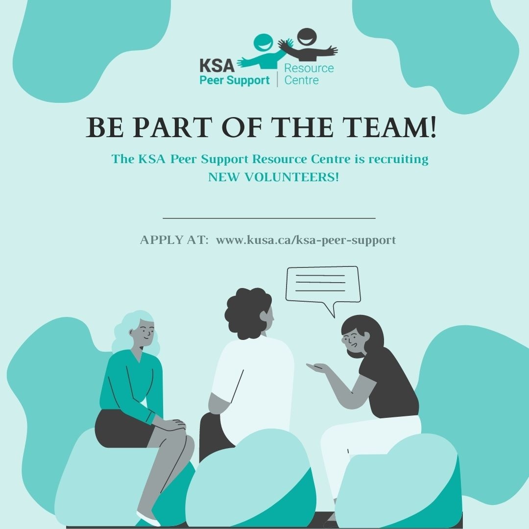 Are you passionate about helping others in a holistic manner? 

If so, the Peer Support Resource Centre is recruiting new volunteers! 

Check out our highlight on the profile page to find out more information about the volunteering opportunity.

Apply now kusa.ca/ksa-peer-suppo…