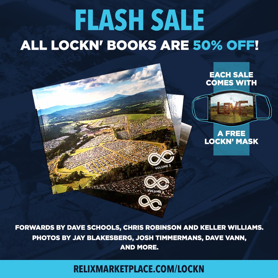 FLASH SALE! All LOCKN' books are now 50% off and each order comes with a FREE #LOCKN' Mask! Get yours today-->> Relixmarketplace.com/Lockn