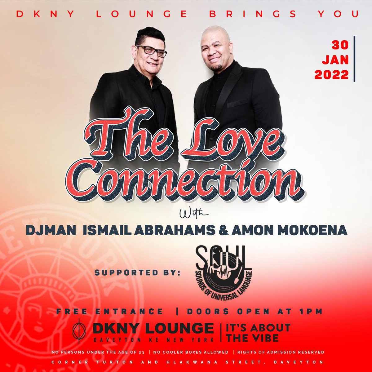 Sunday 30 January 2022. DKNY Lounge, Daveyton 10pm. Cc @thedjmansa #TheLoveConnection #Gurumusic
