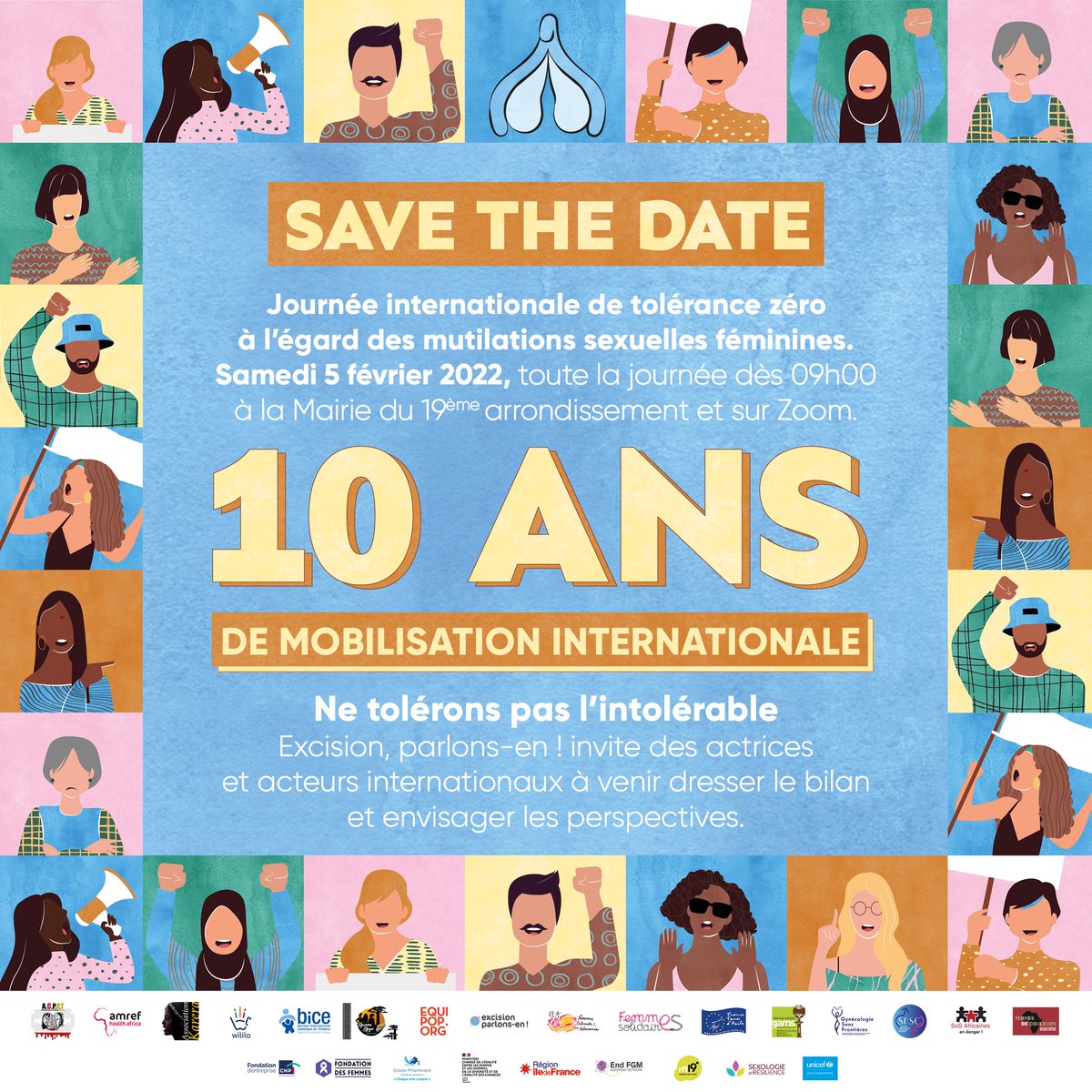 excisionparlons's tweet image. SAVE THE DATE 📅
À l'occasion de la Journée internationale de tolérance zéro à l’égard des mutilations sexuelles féminines, le réseau d’@excisionparlons vous donne rendez-vous avec les acteurs le samedi 5 février 2022.
Infos pratiques et programme à venir. Restez connecté.e.s.