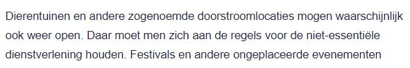 #musea , #dierentuinen en andere #doorstroomlocaties waarschijnlijk terug open op woensdag 26 januari 2022 .
Bron nu.nl #coronamaatregelen #Covid_19 #Omicron
