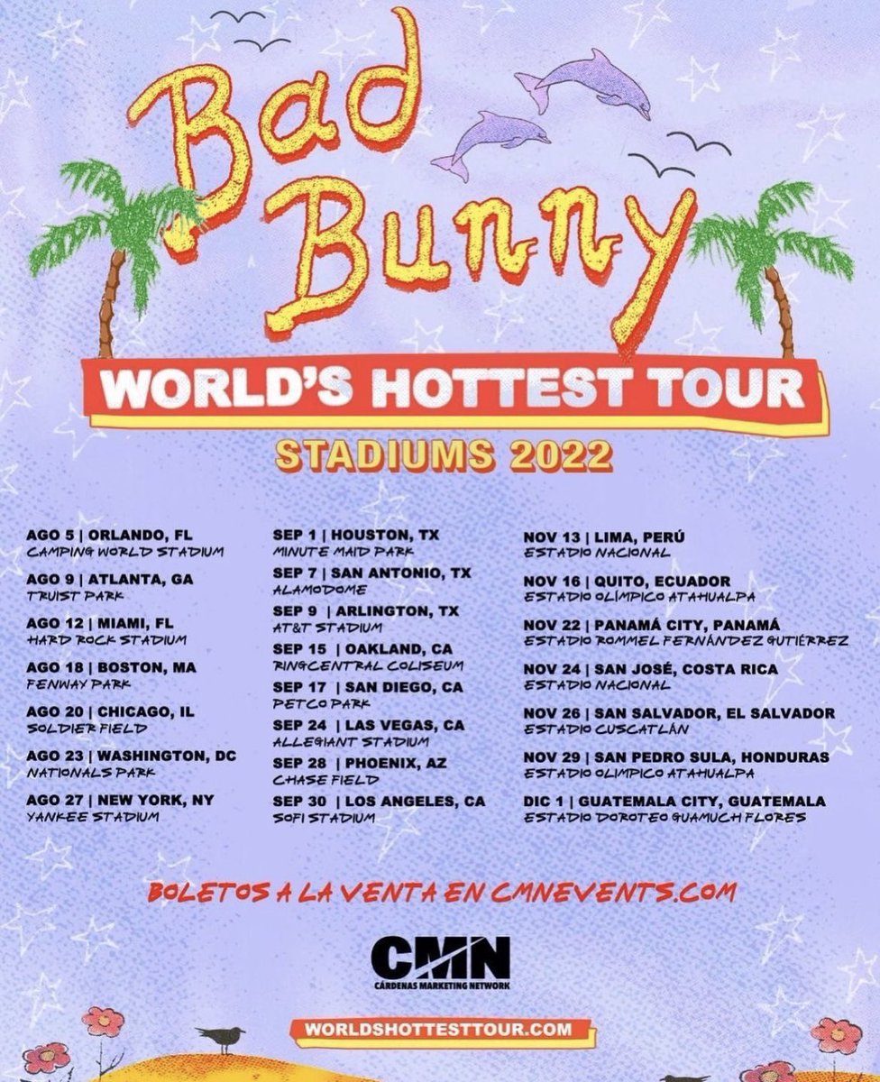 badbunnynetwork's tweet photo. BAD BUNNY “WORLD’S HOTTEST TOUR” USA y LATIN AMERICA! https://t.co/0gilsZfMVn