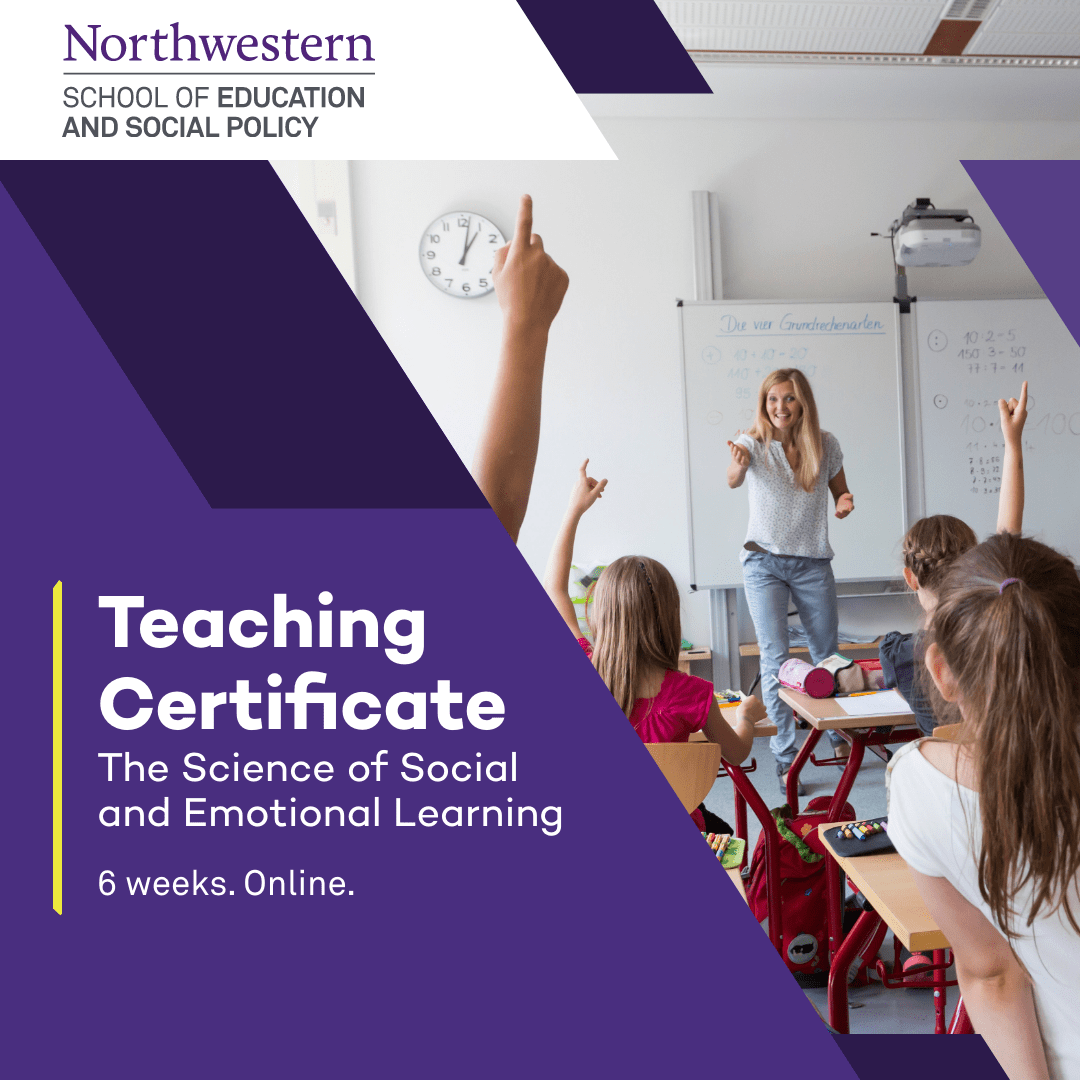 Check out this 6-week online course presented by  Northwestern!

Over six weeks, you’ll develop a plan to implement SEL techniques in your educational context as you work towards earning a certificate of completion.

Learn more: getsmarter.com/products/north…