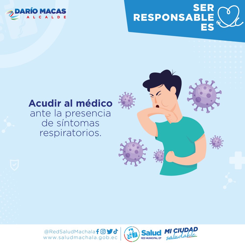 RedSaludMachala's tweet photo. #SerResponsable | Juntos cuidamos de nuestra salud, actuando con responsabilidad, cumpliendo con las medidas de prevención.
#RedSaludMachala https://t.co/DKVOSP0zKd
