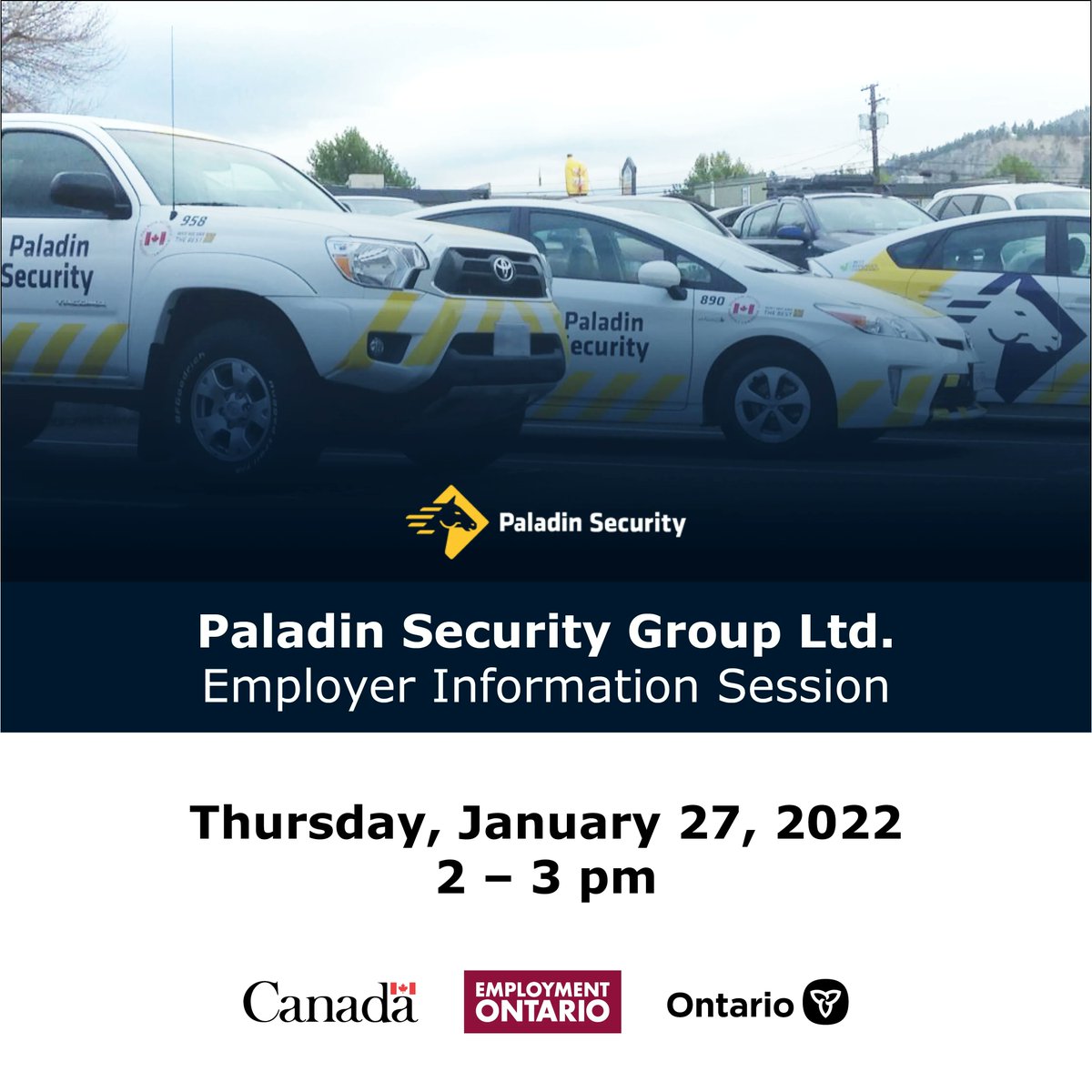 Join us and @paladinsecurity for a virtual employer information session on Thursday, January 27 from 2 – 3 pm! Register here: buff.ly/3w2hkYD

#HamOnt #HamOntJobs #ONJobs #JobSearch #NowHiring #MohawkCollege