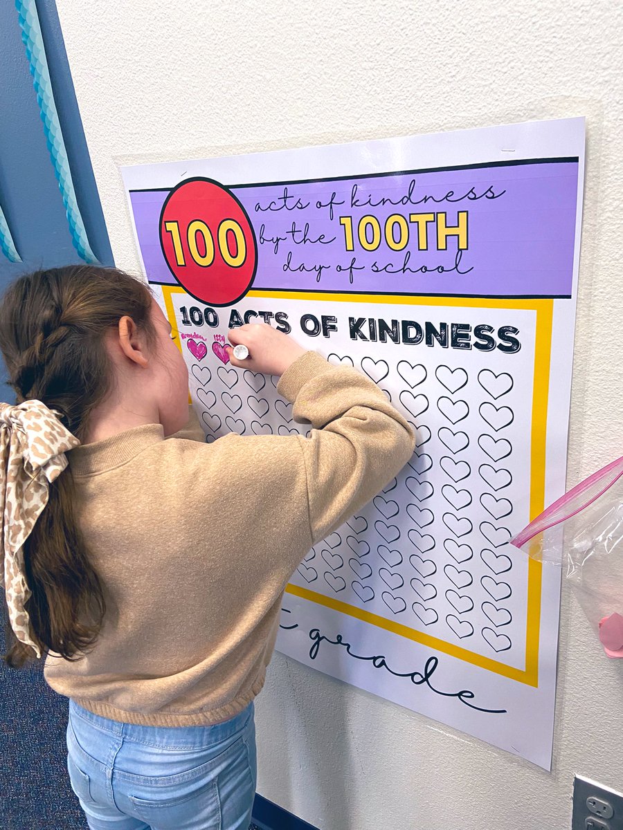 missbennett_1's tweet photo. We’ve started our Kindess Challenge in First Grade! We are so excited to complete 100 acts of kindness! 💖 @lvinthejourney #McneilElem https://t.co/jdUk3EXYNC