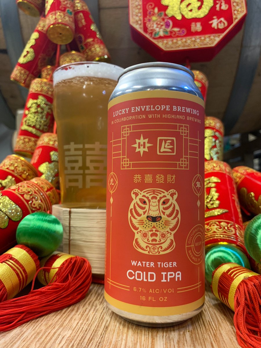 Lunar New Year beer highlight 🧧 Water Tiger Cold IPA (6.7% ABV) collaboration with <a href="/HighlandBrews/">Highland Brewing Co.</a>  Available 1/28.