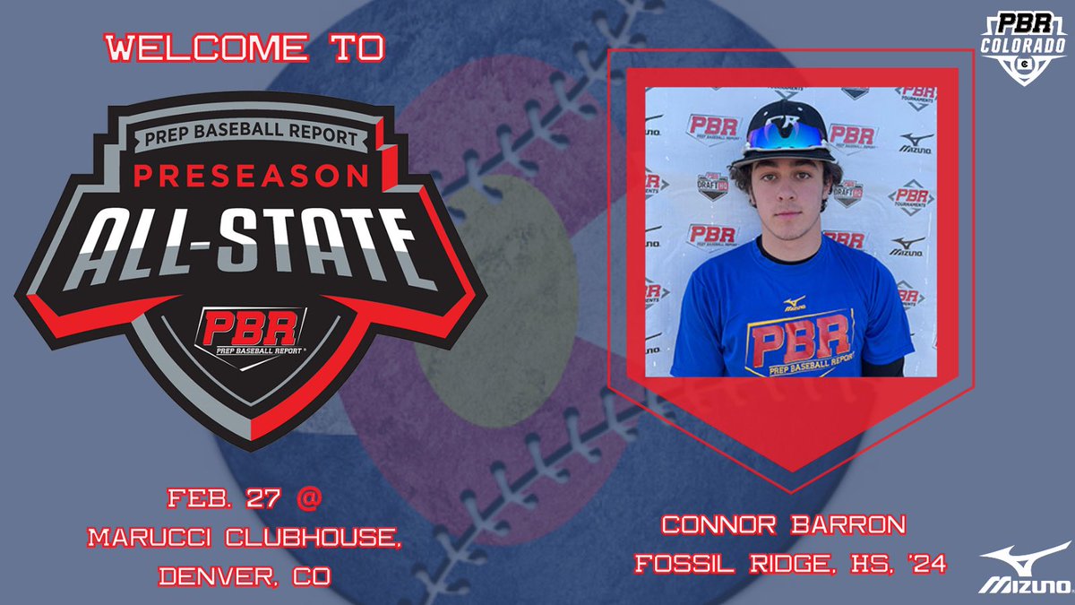 PrepBaseball_CO's tweet photo. 𝐈𝐍𝐕𝐈𝐓𝐄𝐃 𝐀𝐂𝐂𝐄𝐏𝐓𝐄𝐃✅

• ‘𝟐𝟒 𝟑𝐁 𝐂𝐨𝐧𝐧𝐨𝐫 𝐁𝐚𝐫𝐫𝐨𝐧

Welcome @Connor_barron1 to Colorado’s ‘Invite Only’ Preseason All-State. 

Barron stood out in November at the 5280 Showcase w/ 94 mph exit velocity.

Profile➡️ https://t.co/ELMixuYBDg https://t.co/UObDHUpMiB