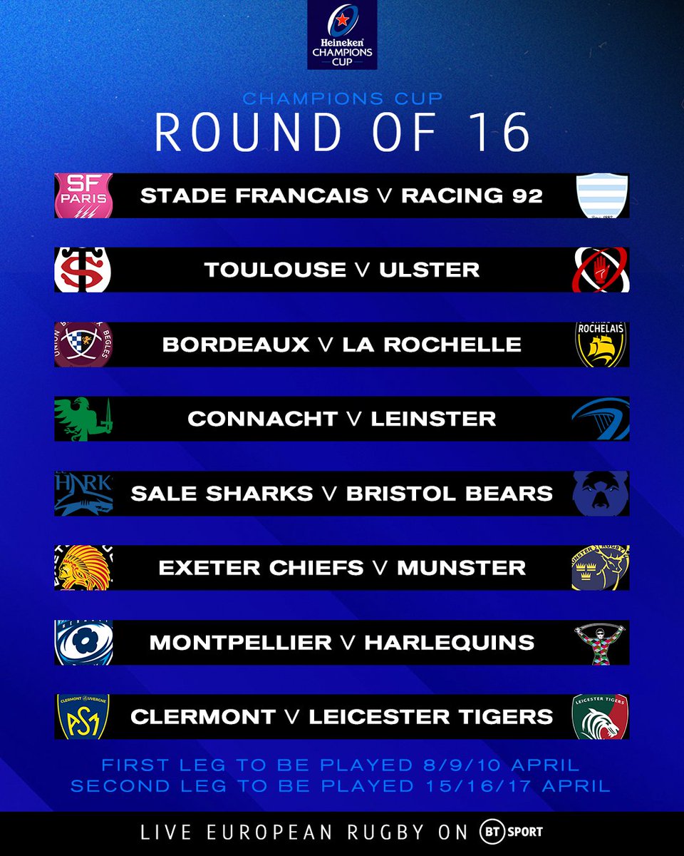 test Twitter Media - The Heineken Champions Cup Round of 16! 🤩

Twenty-four teams have been whittled down to the finest Europe has to offer...

Which match are you most excited about? 🤔 

#HeinekenChampionsCup https://t.co/9LRYoReNjy