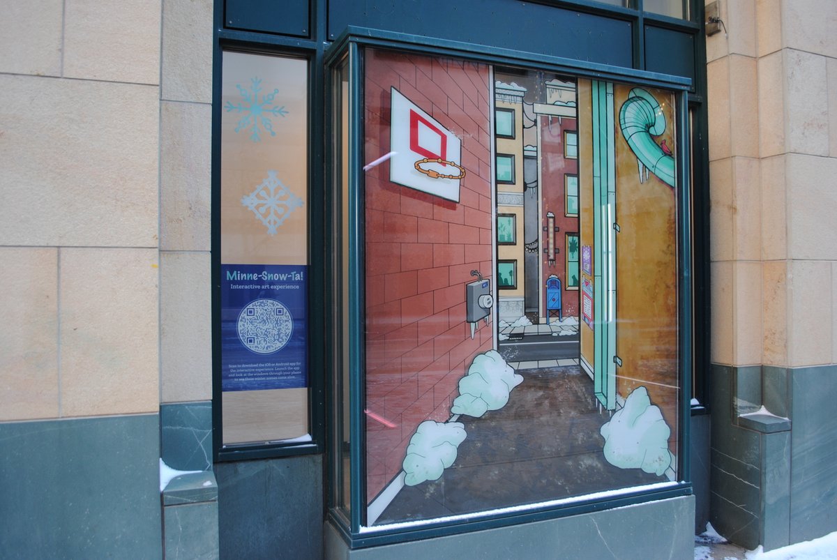 MplsDID's tweet image. Winter can be a drag... so we&apos;re embracing it! 

We installed new interactive winter window displays on our #OnNicollet office windows to celebrate the winter season in #mplsdowntown. Come on down, download the app, and watch the windows come to life. #MplsDID #mymplsdt