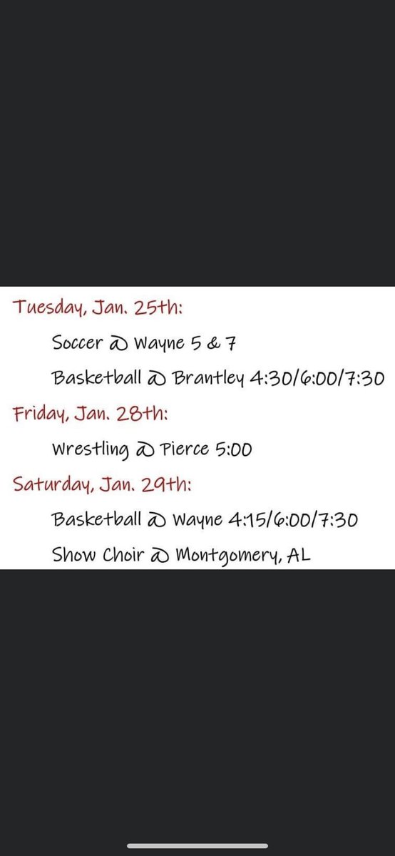 This weeks Schedule for our Pirates 🏴‍☠️