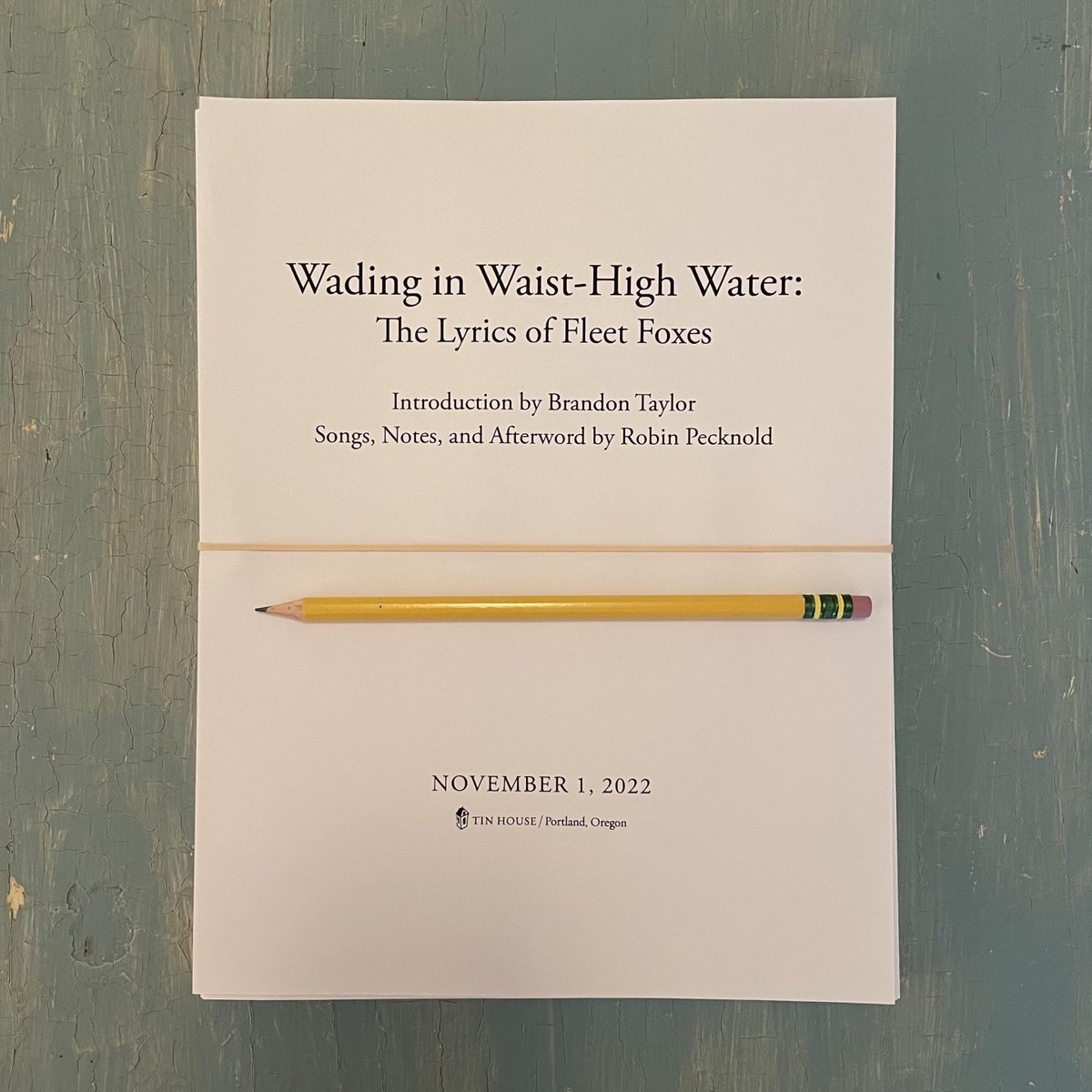 Excited to announce we'll publish ✨WADING IN WAIST-HIGH WATER: THE LYRICS OF FLEET FOXES on November 1, 2022, w/ an Introduction by Brandon Taylor. Songs, Notes, and Afterword by Robin Pecknold.
 
Register to be notified when pre-order is live!

bit.ly/FFLyricsBook