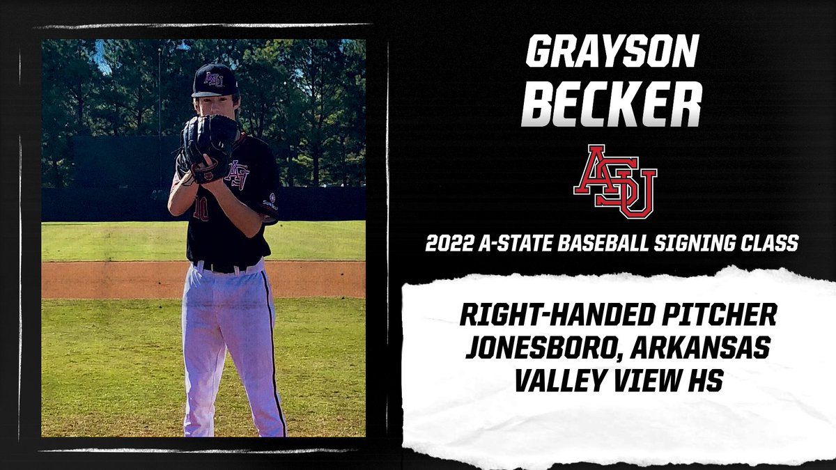 AStateBaseball's tweet photo. Keeping the local talent at 🏡! 

Welcome to the Pack, @grayson_becker! 

✍ Grayson Becker
◼ RHP | 6-1 | 150
◼ Jonesboro, Ark. | Valley View HS https://t.co/ORtHwGyyHB