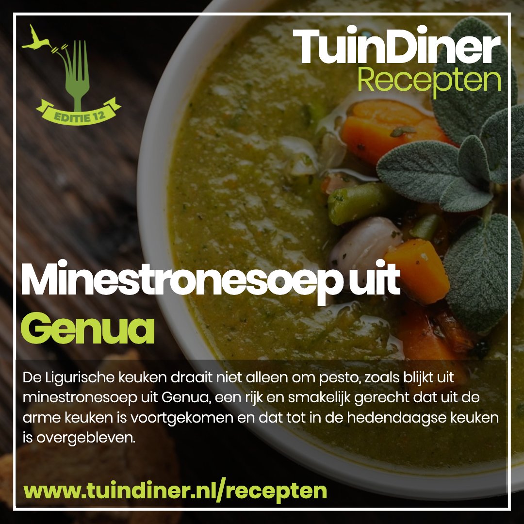 De Ligurische keuken draait niet alleen om pesto, zoals blijkt uit 𝗺𝗶𝗻𝗲𝘀𝘁𝗿𝗼𝗻𝗲𝘀𝗼𝗲𝗽 𝘂𝗶𝘁 𝗚𝗲𝗻𝘂𝗮, een rijk en smakelijk gerecht dat uit de arme keuken is voortgekomen en dat tot in de hedendaagse keuken is overgebleven.

social.tuindiner.nl/77fF

#minestrone