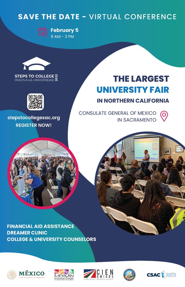 Lferrersilva's tweet photo. Don’t miss out! Registration now open! / ¡No te lo pierdas! Inscríbete hoy. #stepstocollege #stc2022 CON TAG @castudentaid @CADeptEd https://t.co/4zuVHrgRTm