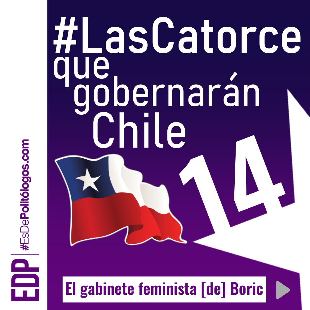 esdepolitologos's tweet photo. #EsDePolitólogos 

Presidente electo de #Chile 🇨🇱, @gabrielboric, ha nombrado un gabinete progresista, diverso y feminista con un equipo ministerial que por primera vez en la historia del continente, está dominado por mujeres. A este grupo se le está conociendo como #LasCatorce. https://t.co/BbN1Y26mrq